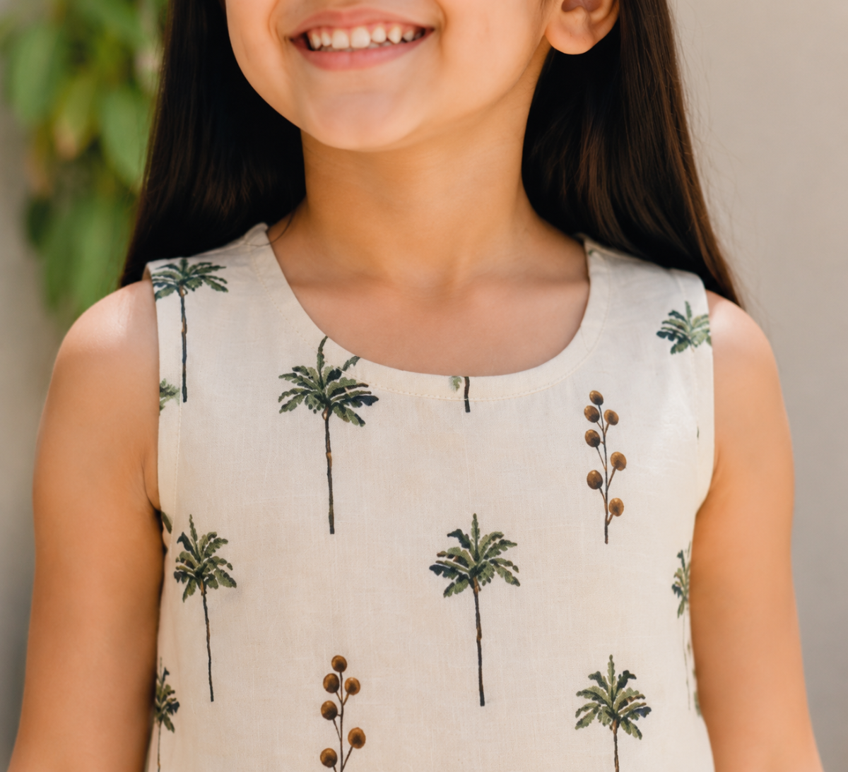 Picture of Sleeveless Palm Tree Print A-Line Dress