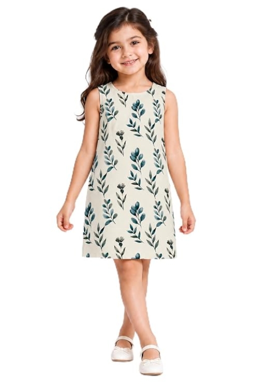 Picture of Sleeveless Botanical Leaf Print A-Line Dress